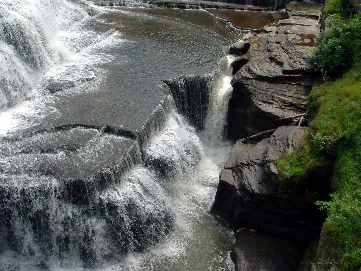 Waterfall cascading over rocks