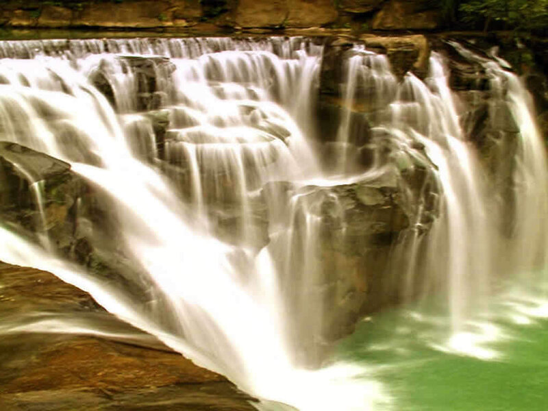 Waterfall cascading over rocks