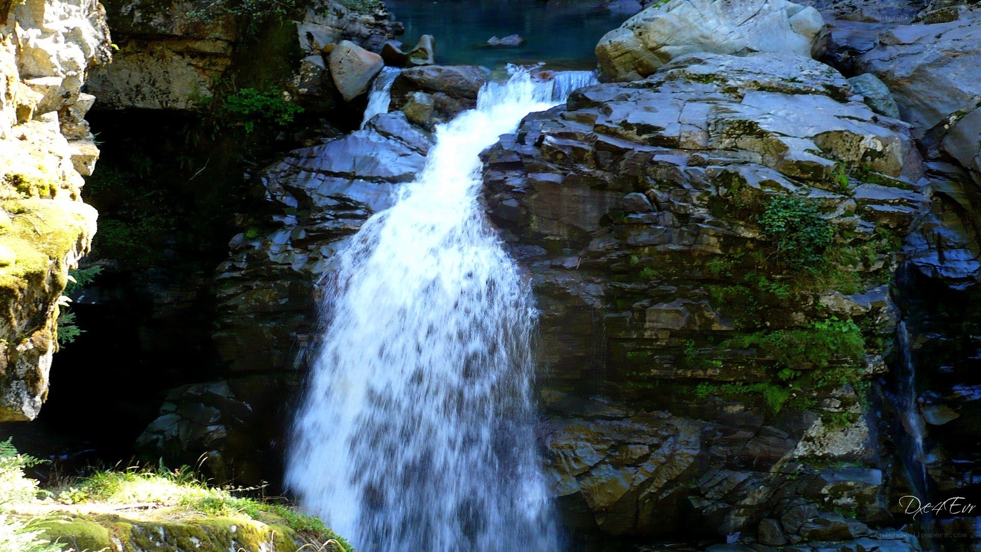 Waterfall cascading over rocks