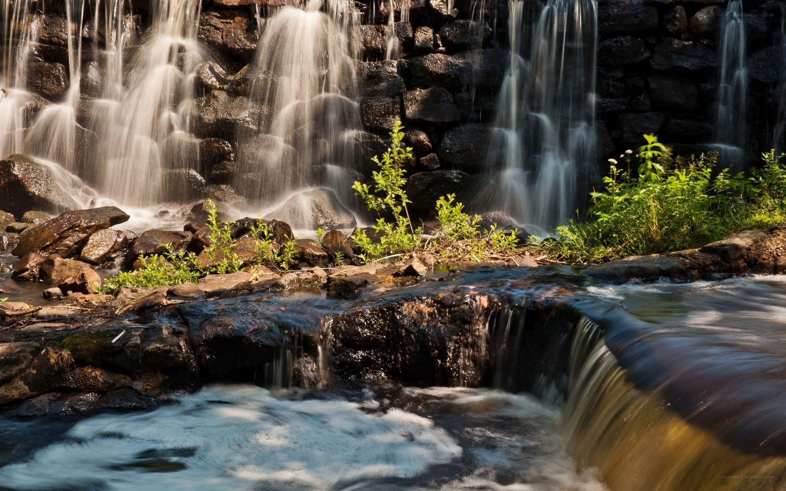 Waterfall cascading over rocks