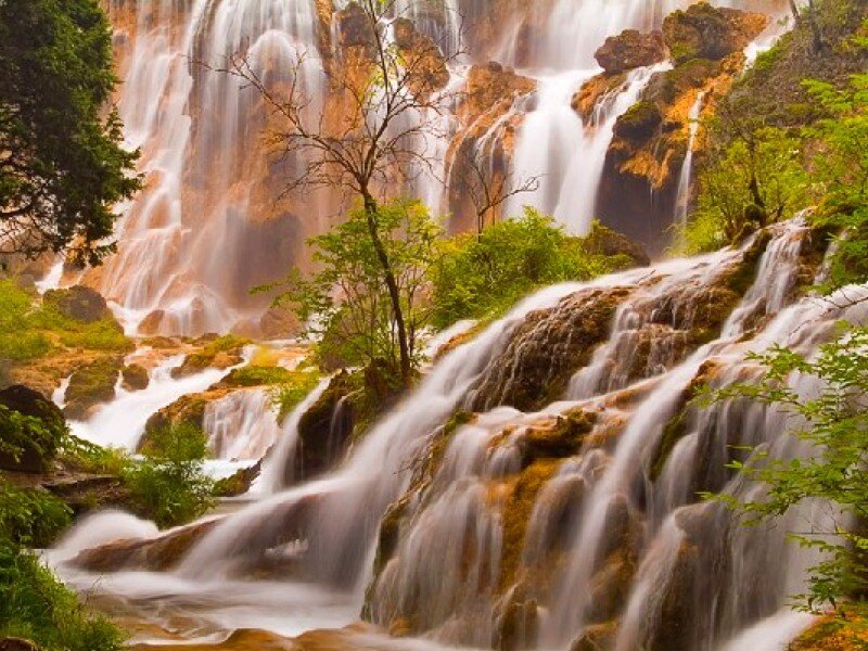 Waterfall cascading over rocks