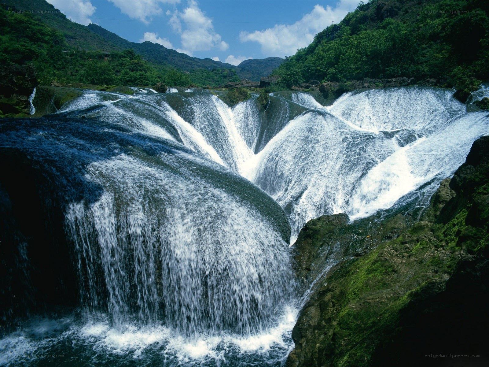 Waterfall cascading over rocks