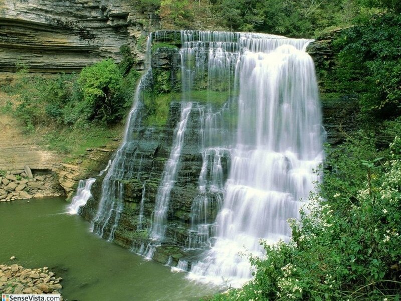 Waterfall cascading over rocks