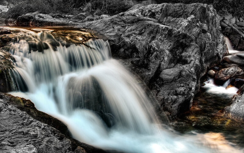 Waterfall cascading over rocks