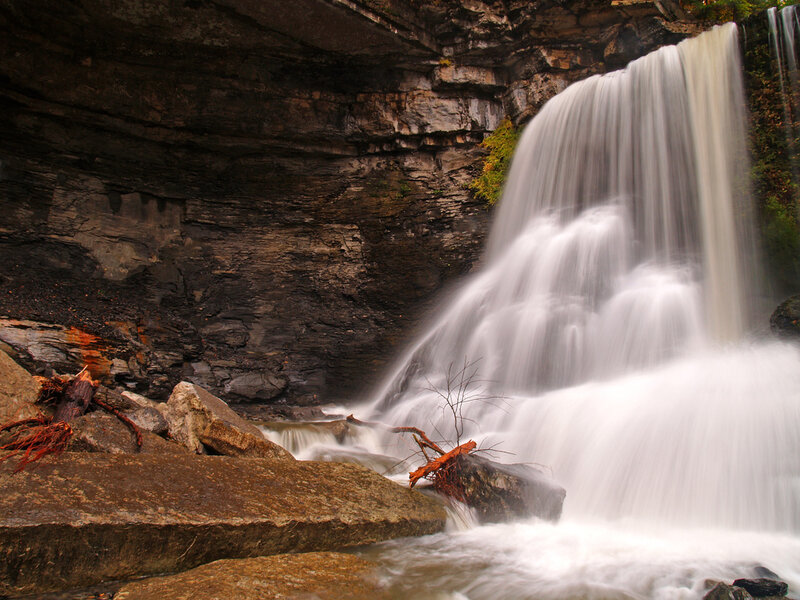 Waterfall cascading over rocks