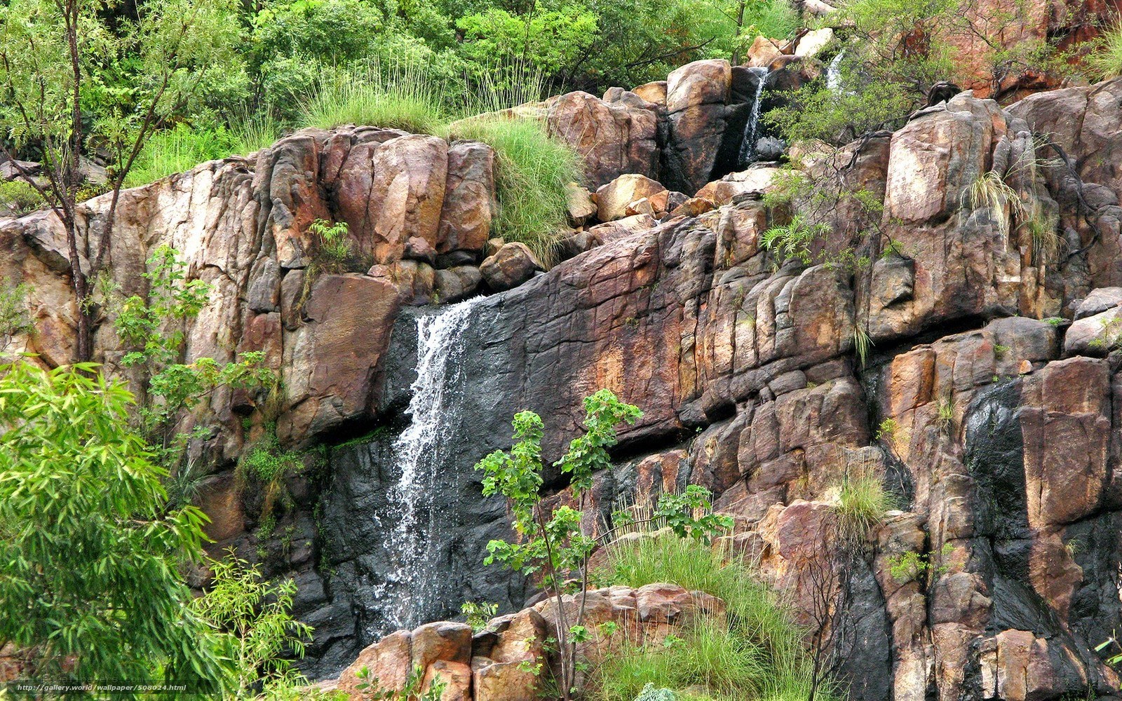 Waterfall cascading over rocks