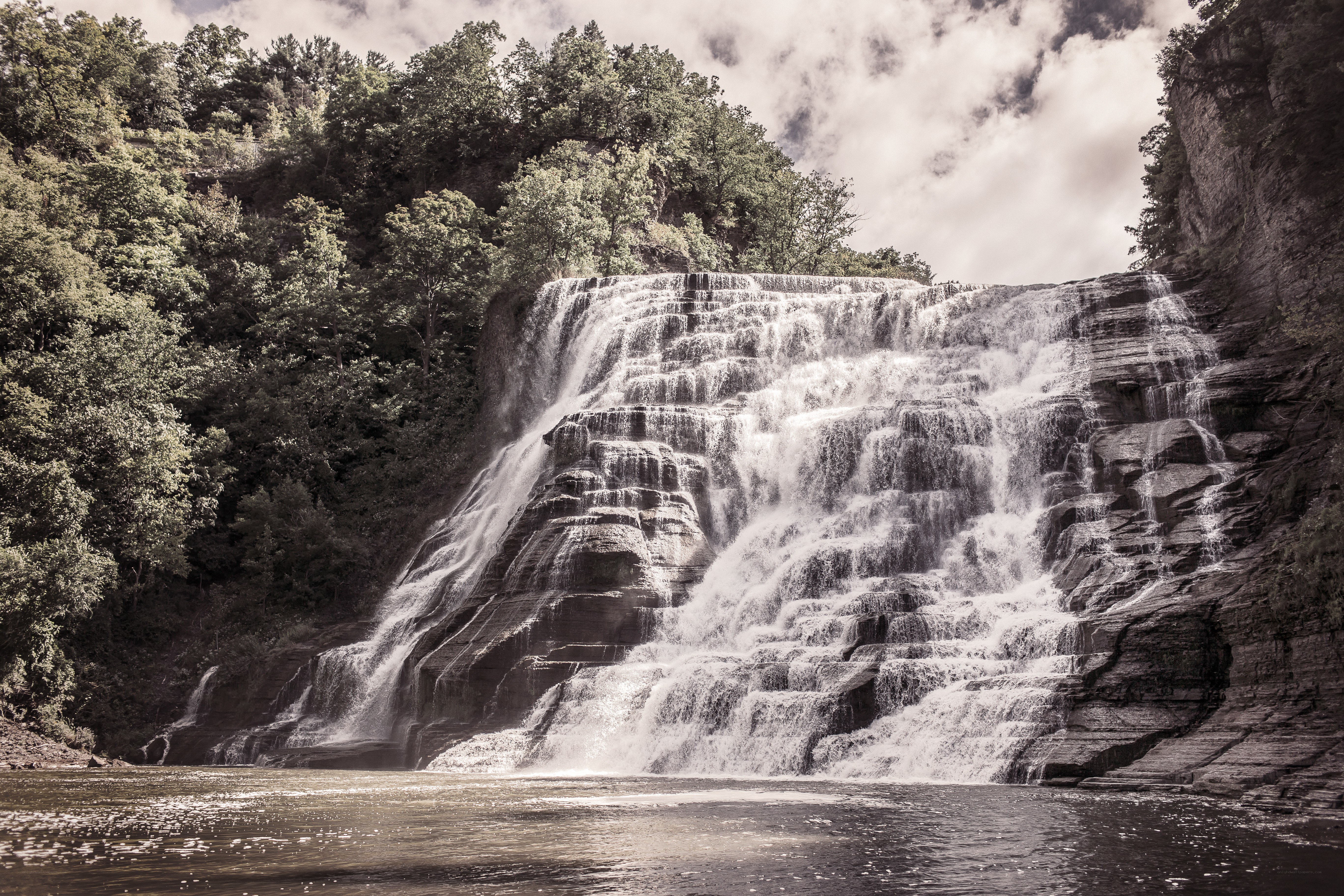 Waterfall cascading over rocks