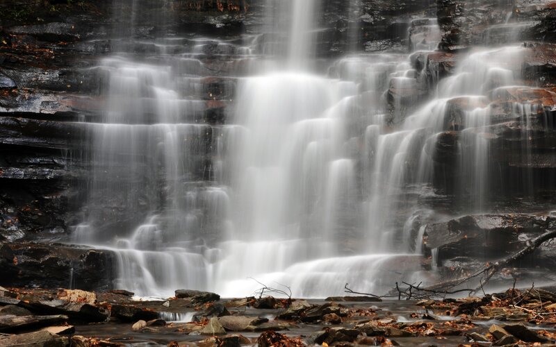 Waterfall cascading over rocks