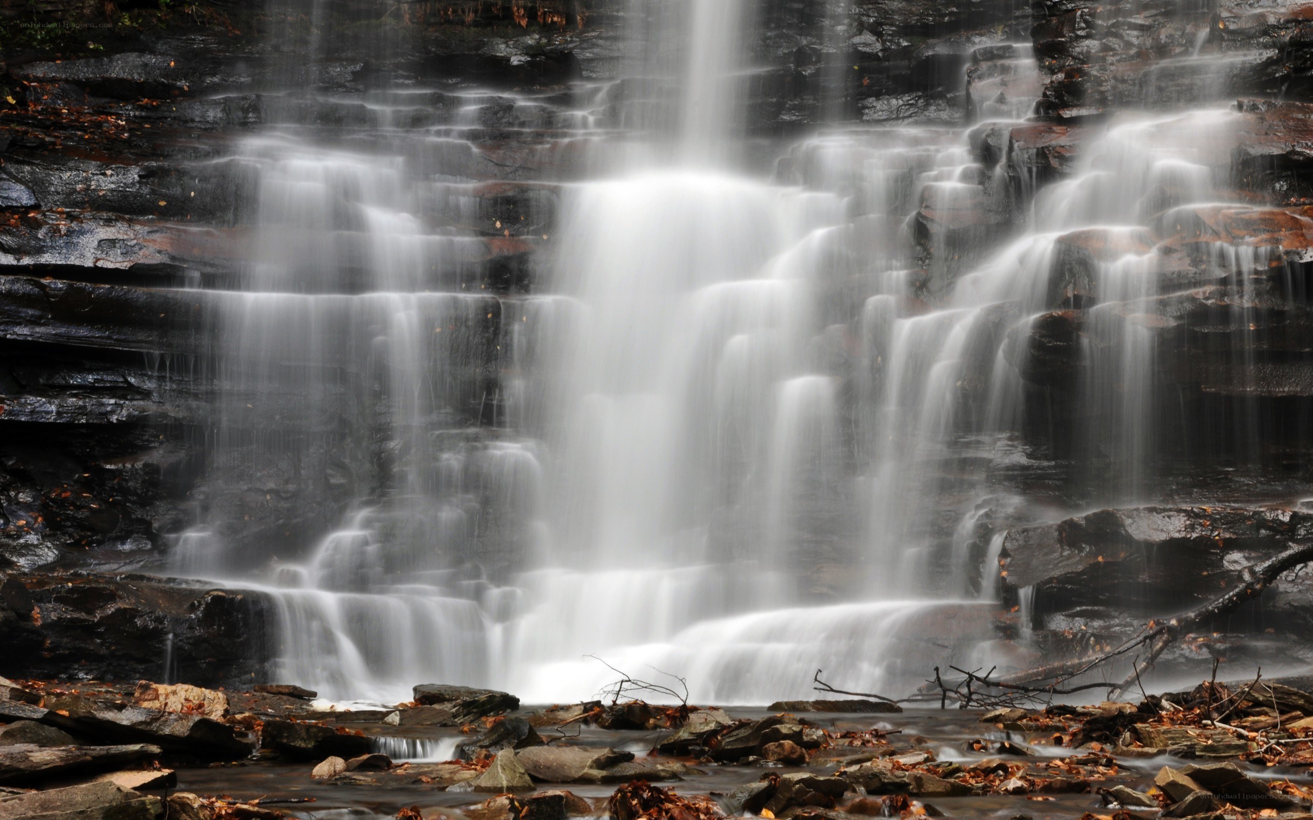Waterfall cascading over rocks