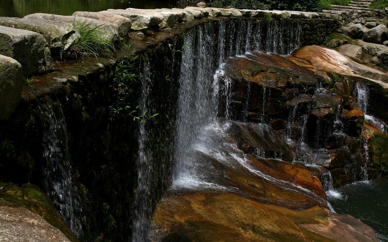 Waterfall cascading over rocks