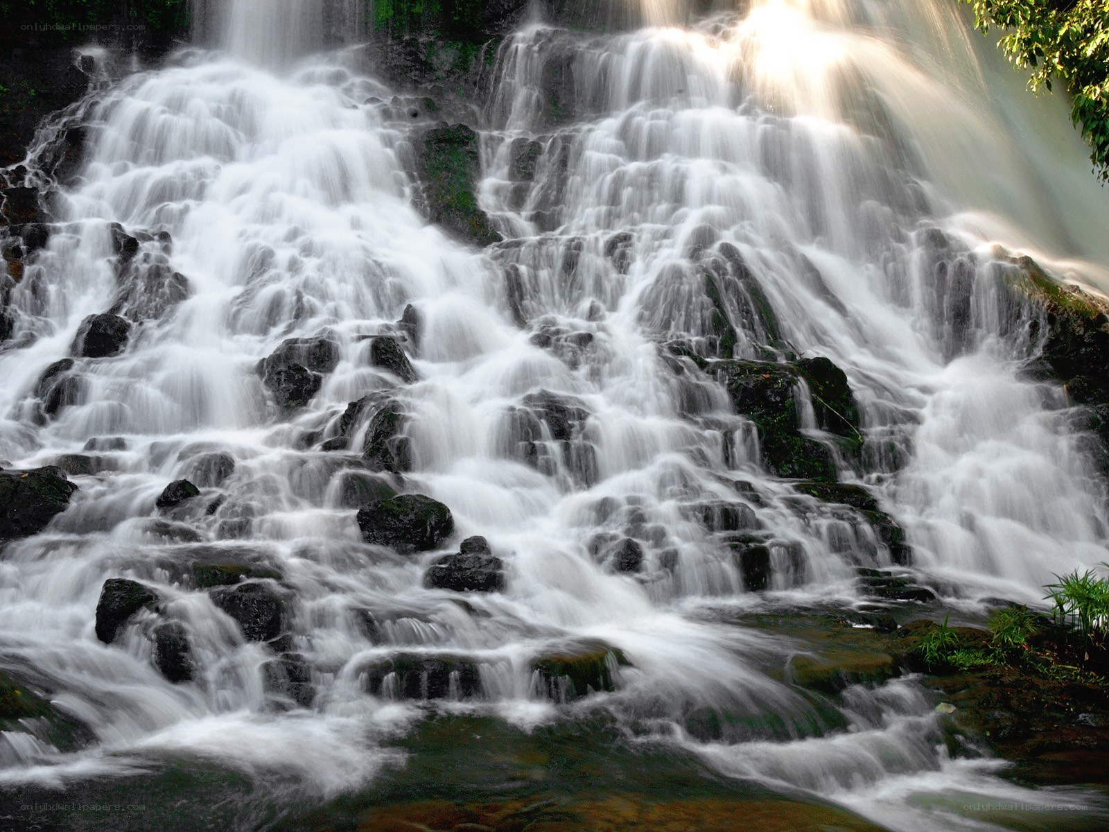 Waterfall cascading over rocks