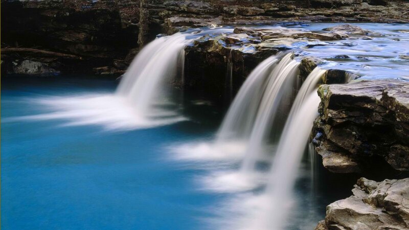 Waterfall cascading over rocks