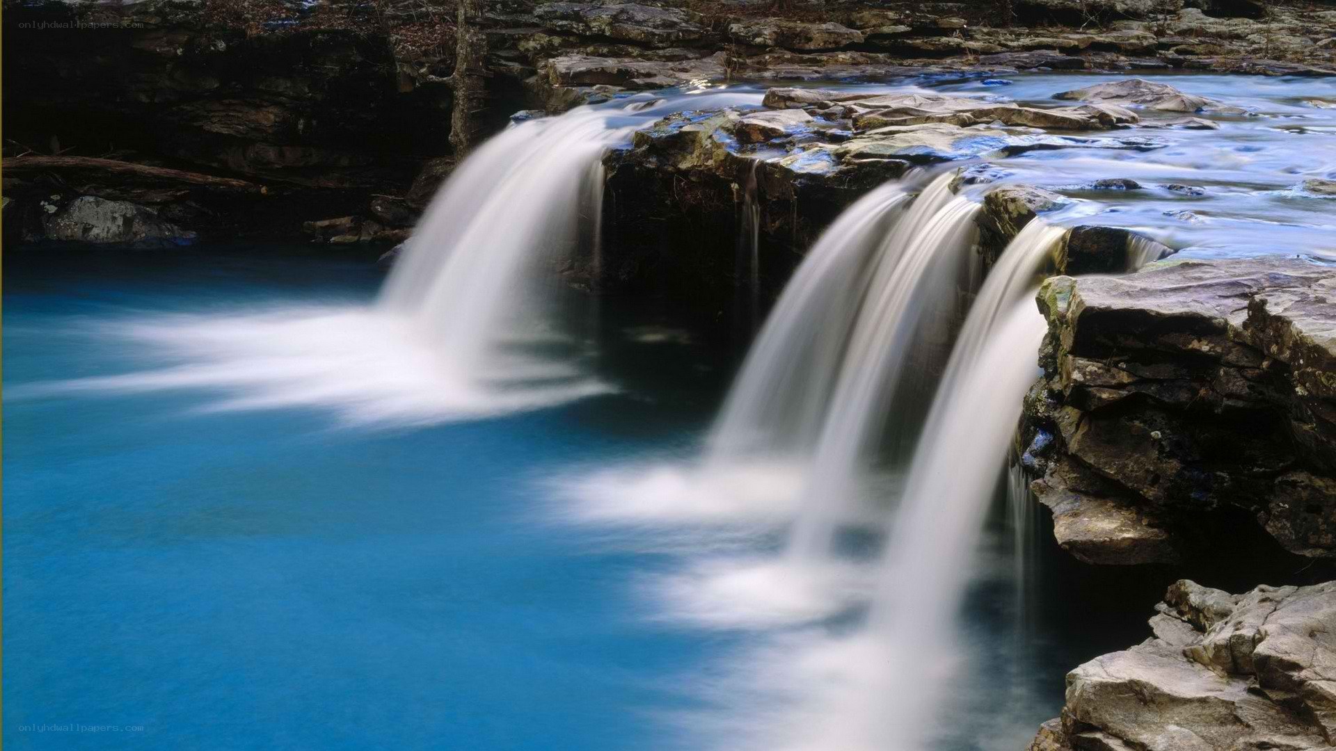 Waterfall cascading over rocks