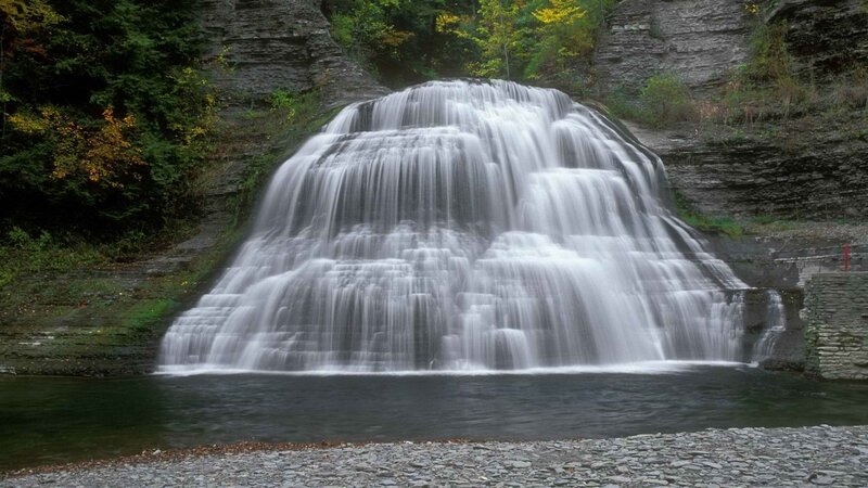Waterfall cascading over rocks