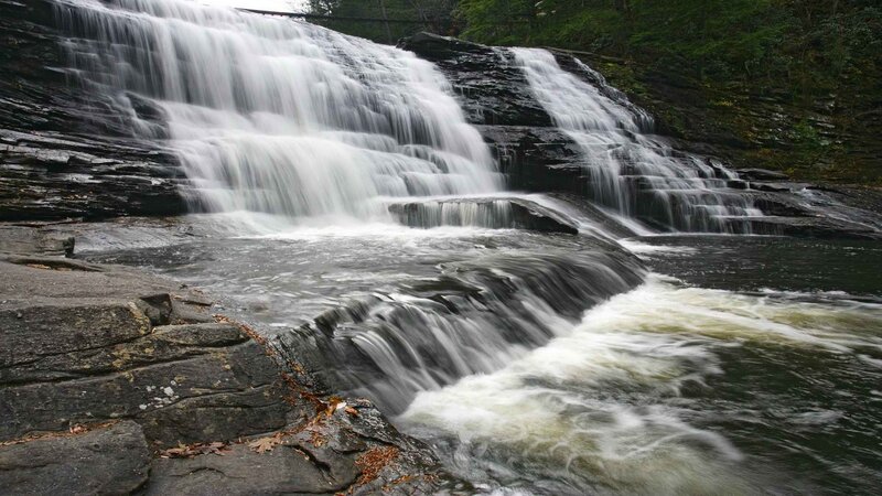 Waterfall cascading over rocks