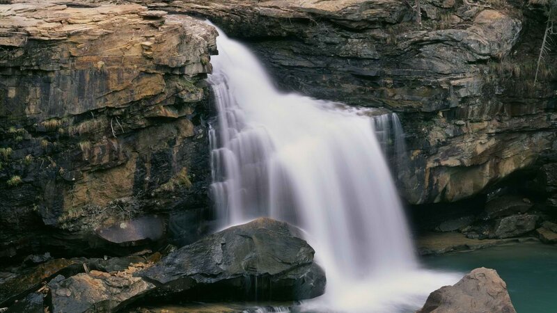Waterfall cascading over rocks