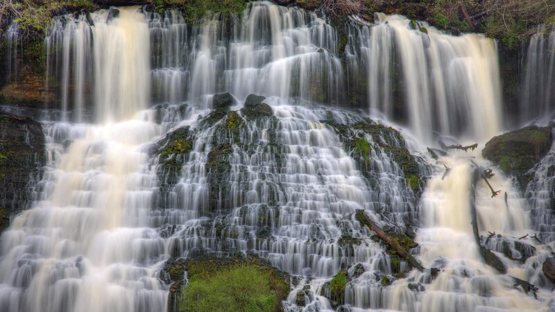 Waterfall cascading over rocks