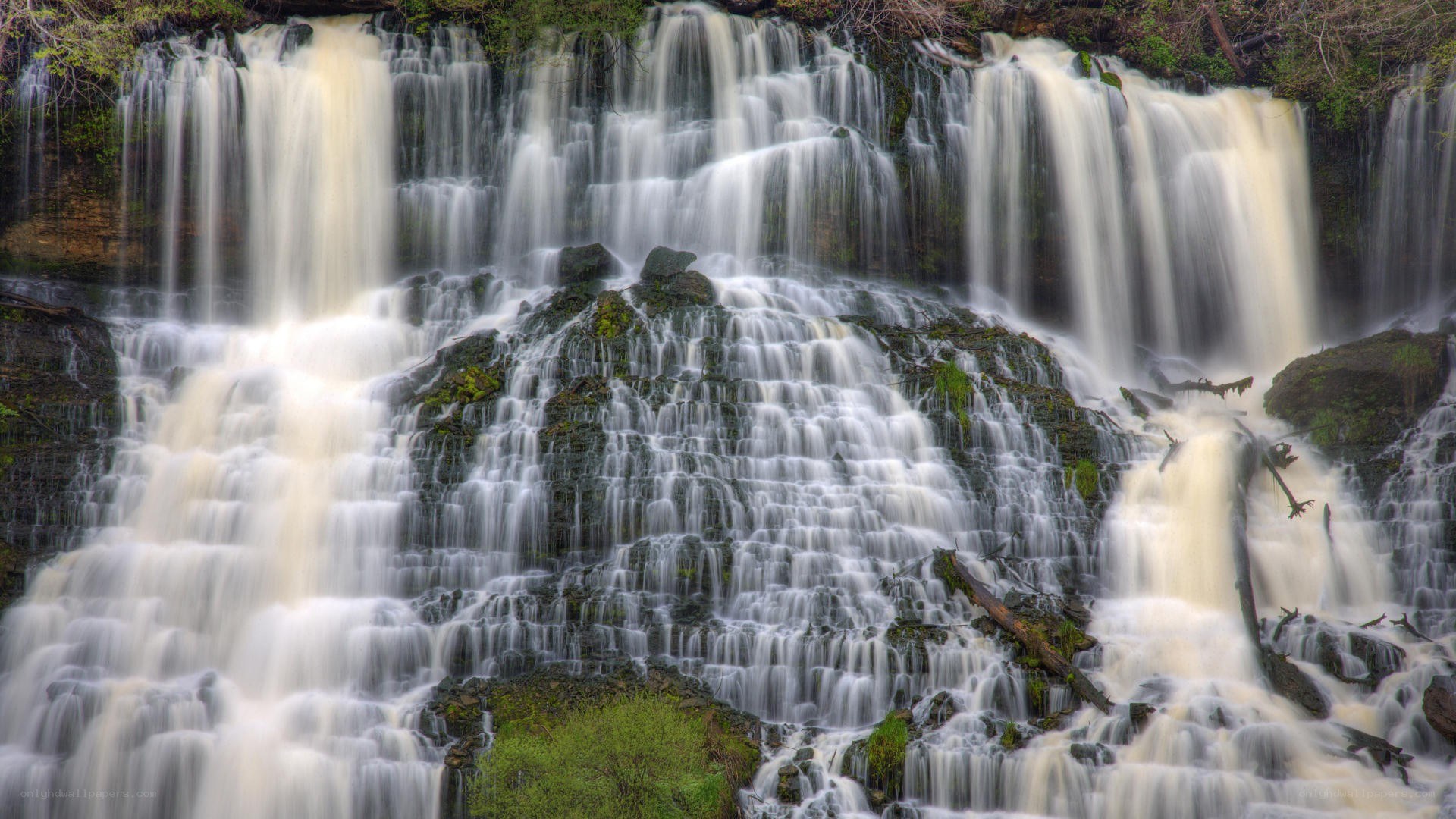 Waterfall cascading over rocks