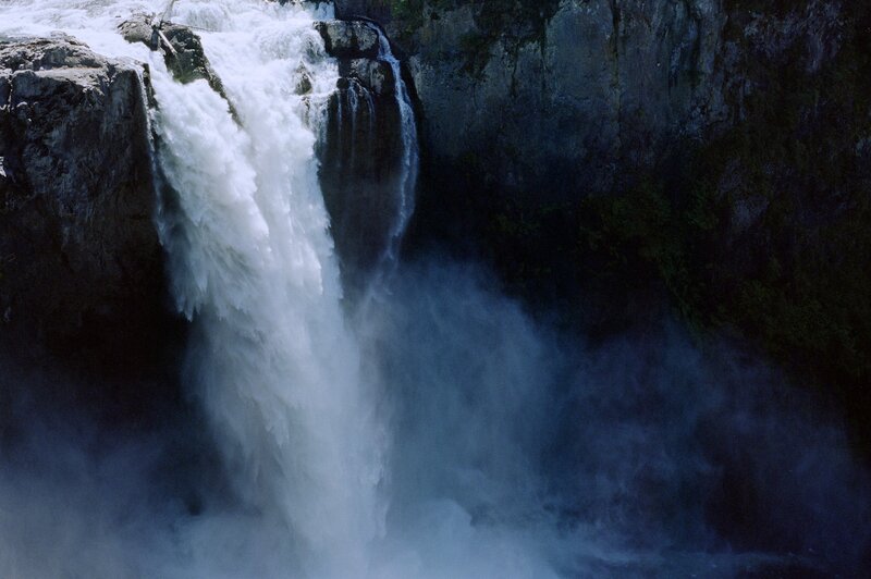 Waterfall Cascading over Rocks — White, Dramatic