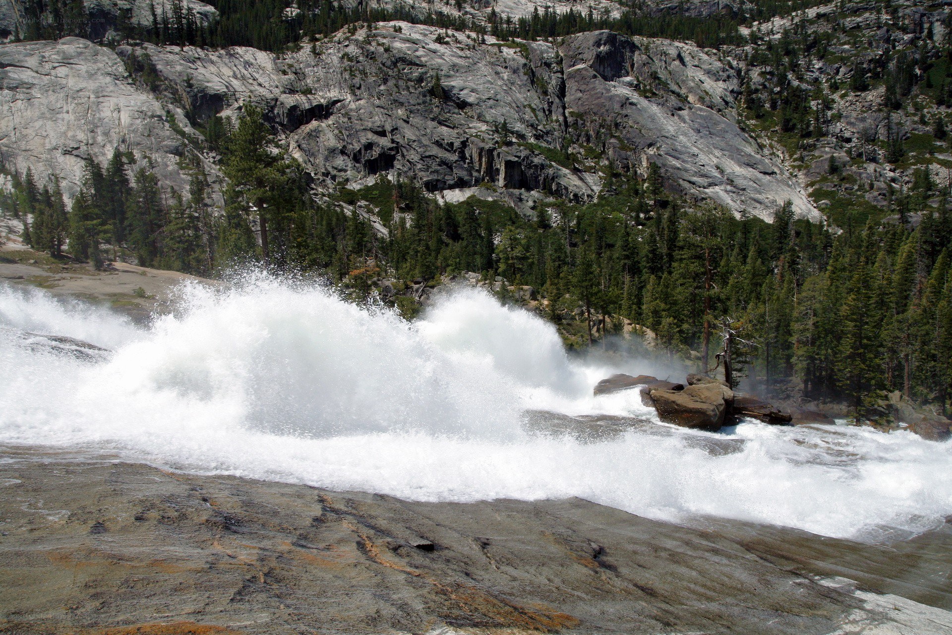 Waterfall crashing on rocks