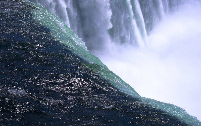 Waterfall edge with mist