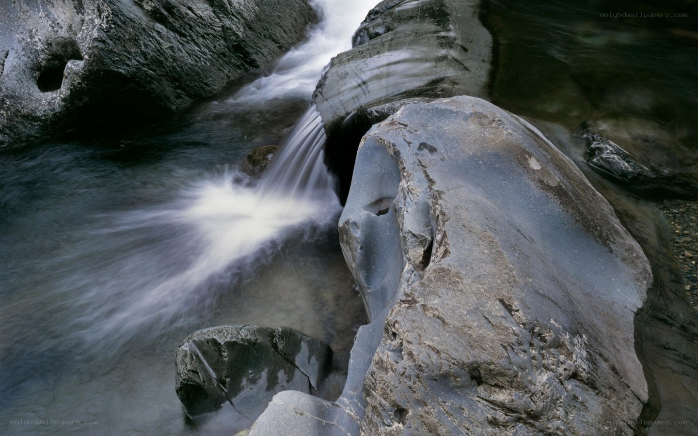 Waterfall flowing over rocks