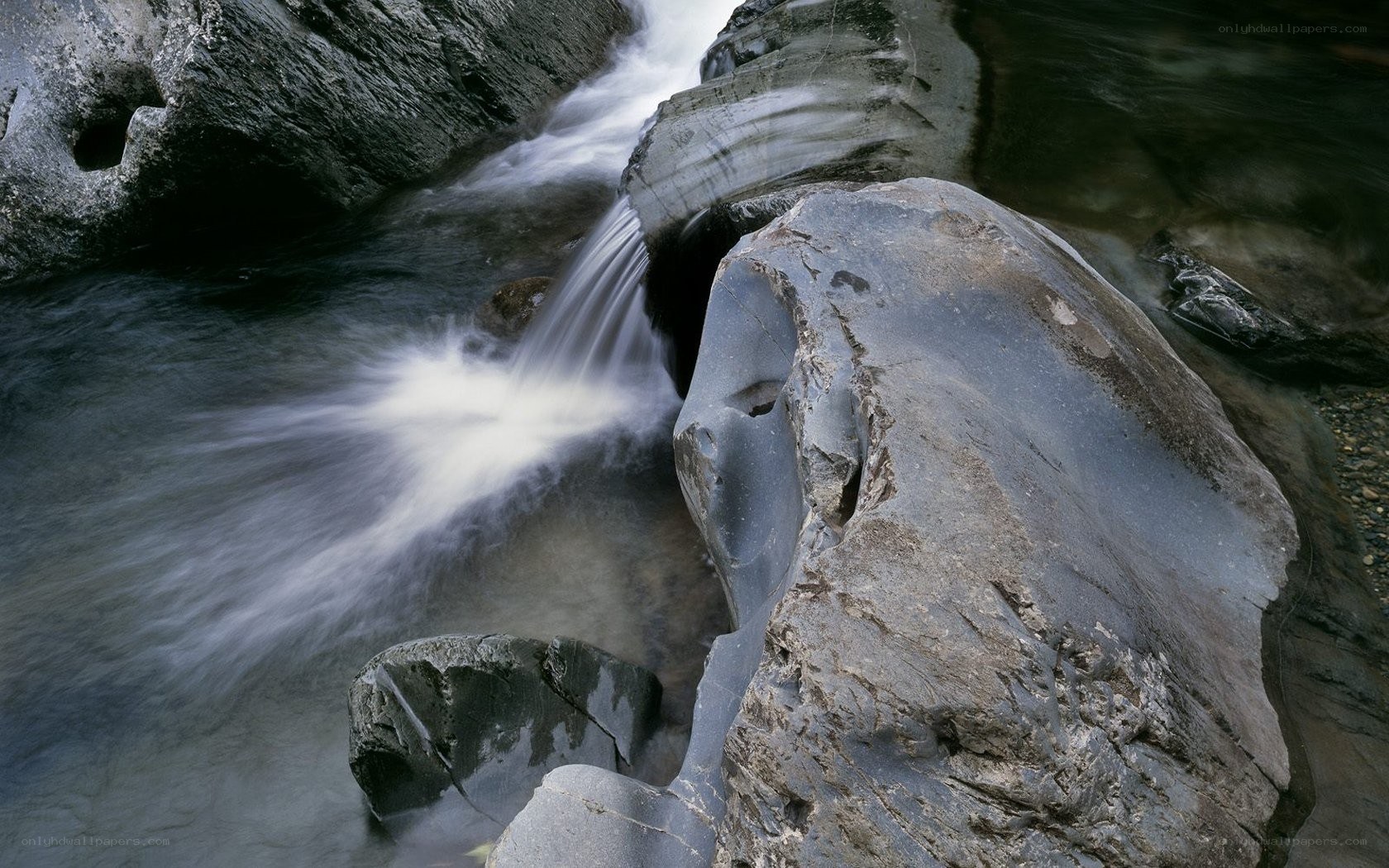 Waterfall flowing over rocks