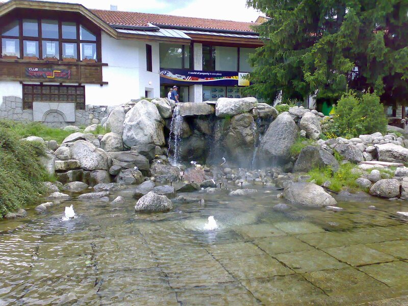 Waterfall fountain in resort town