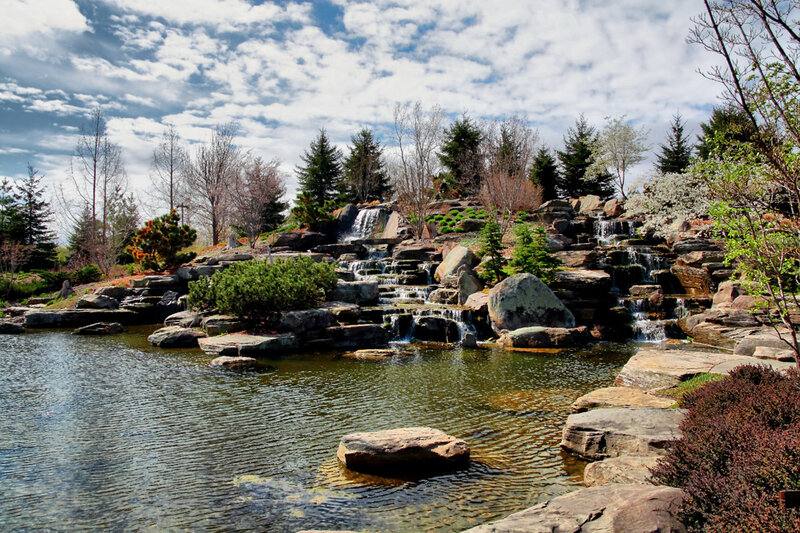 Waterfall garden with pond