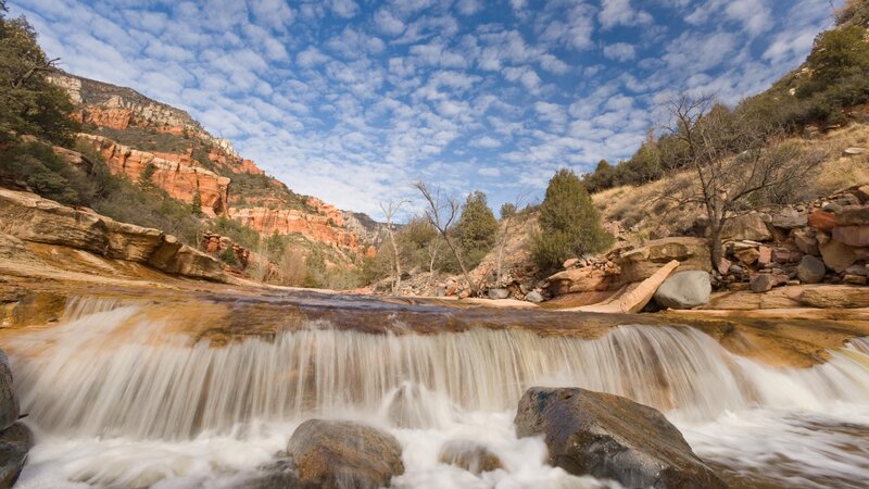 Waterfall in a canyon landscape