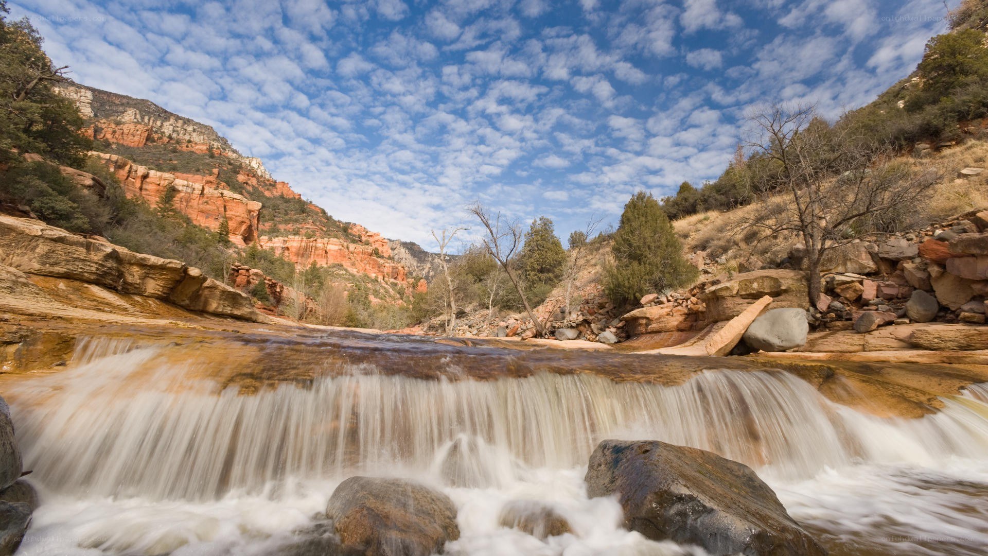 Waterfall in a canyon landscape