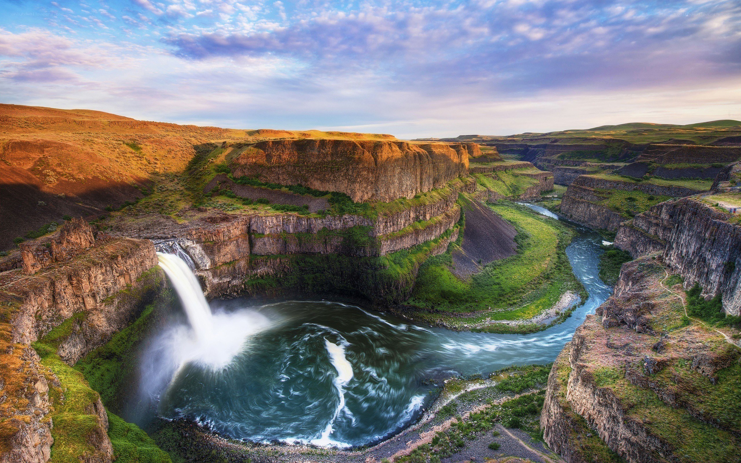 Waterfall in a canyon landscape