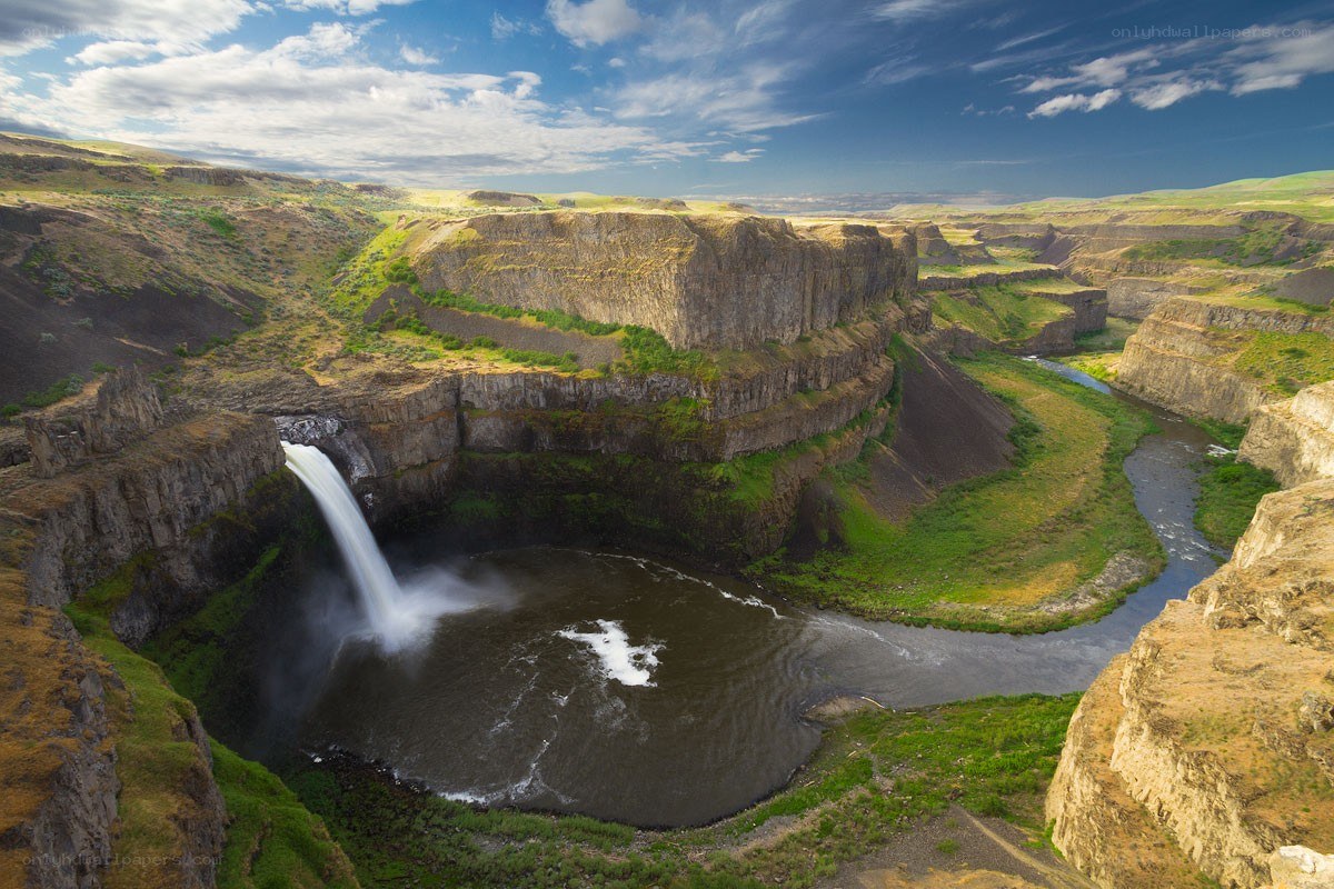 Waterfall in a canyon landscape