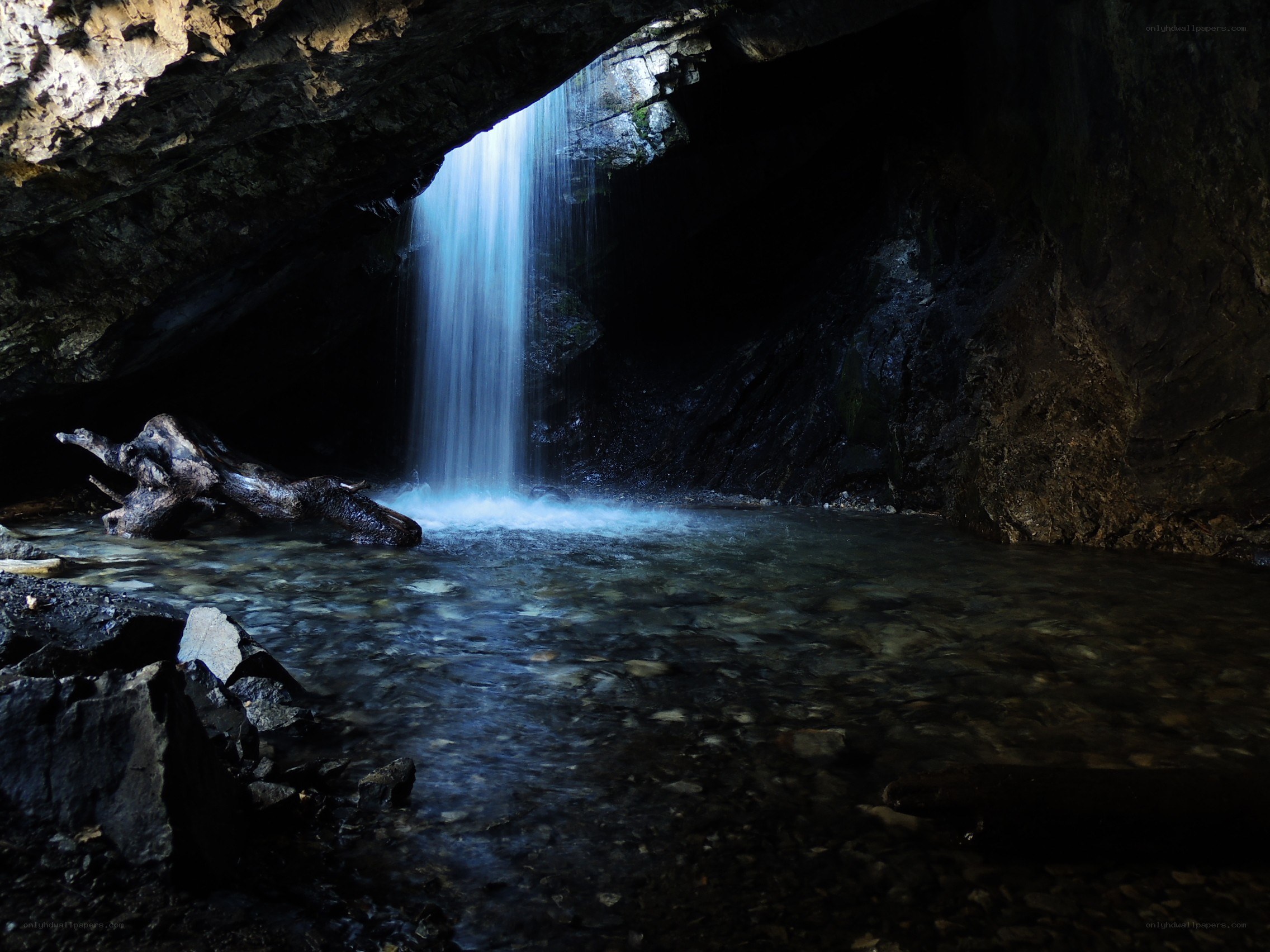 Waterfall in a cave