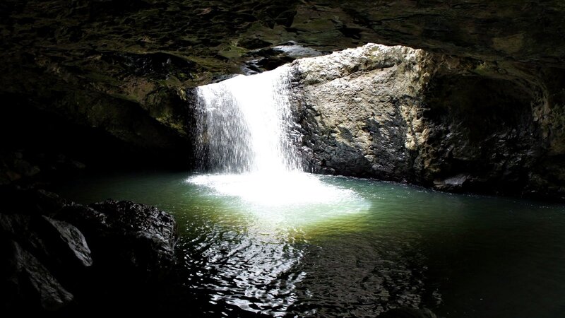 Waterfall in a cave