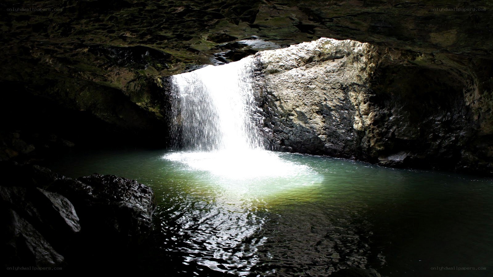 Waterfall in a cave
