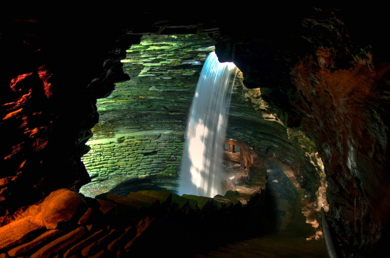 Waterfall in a cave