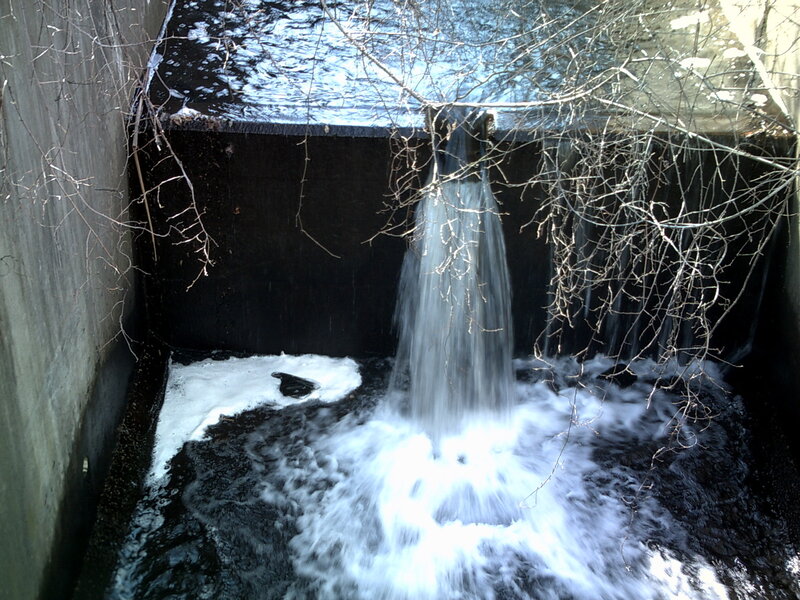 Waterfall in a concrete channel