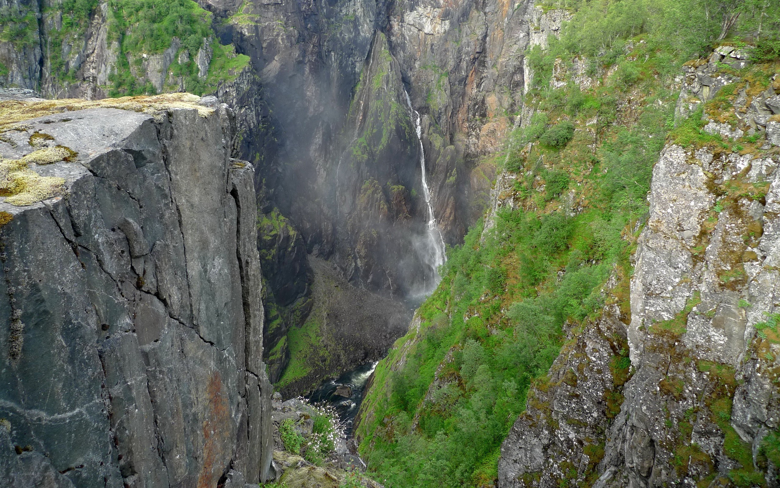 Waterfall in a deep canyon