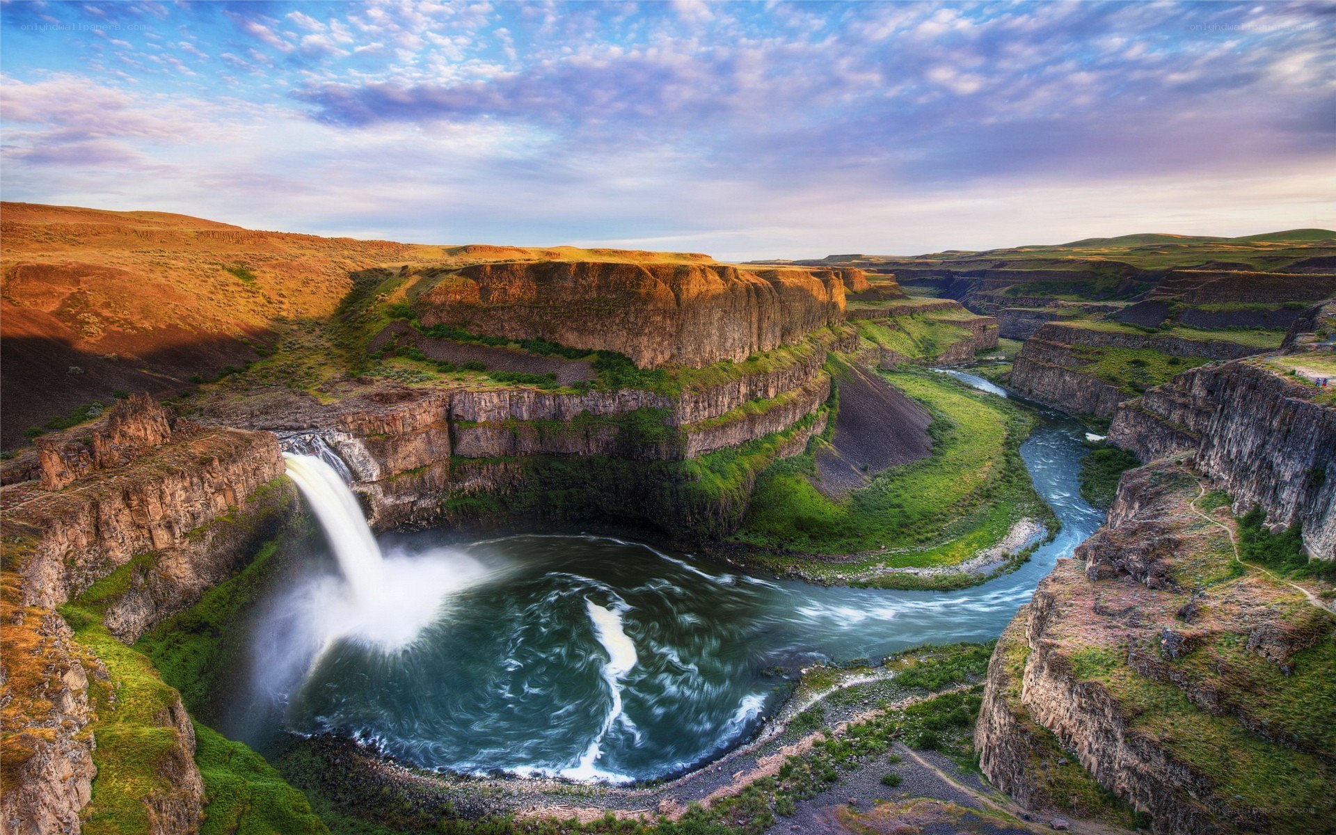 Waterfall in a deep canyon