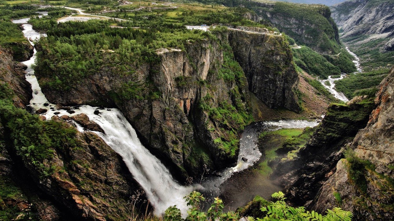 Waterfall in a deep canyon