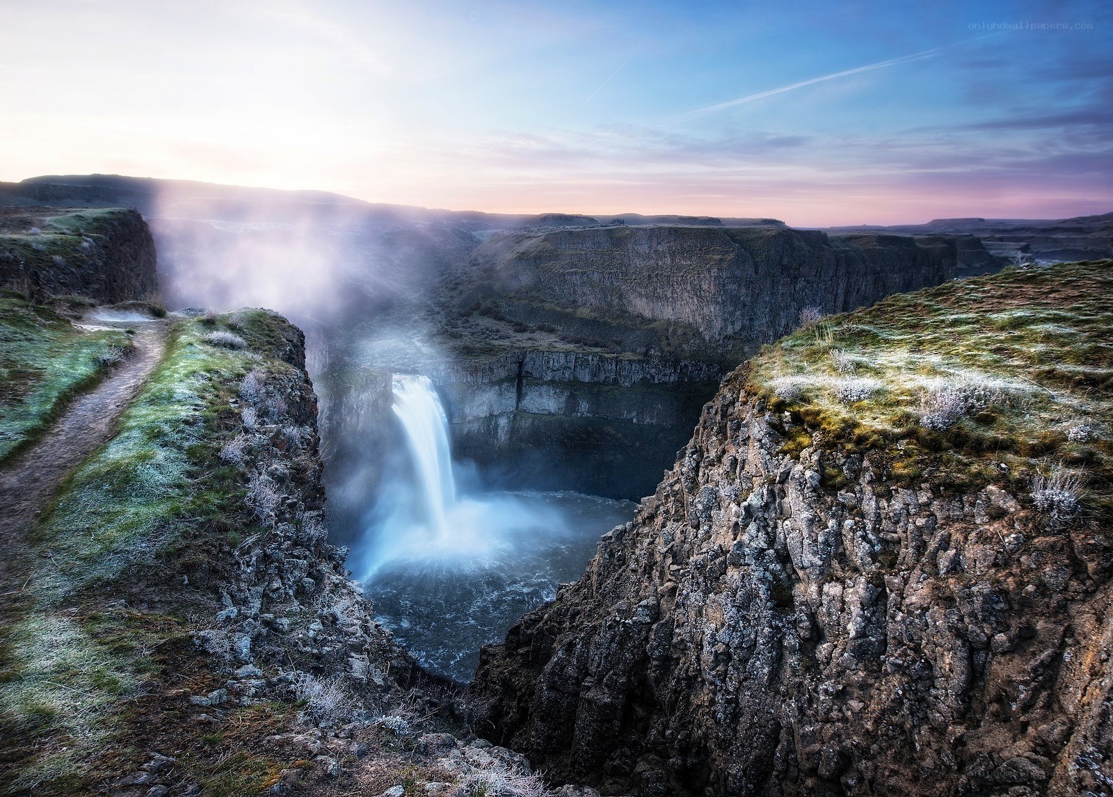 Waterfall in a deep canyon