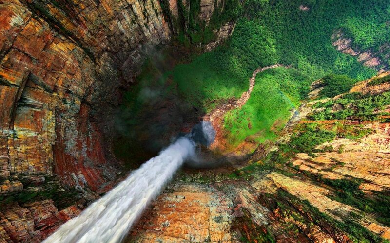 Waterfall in a deep canyon