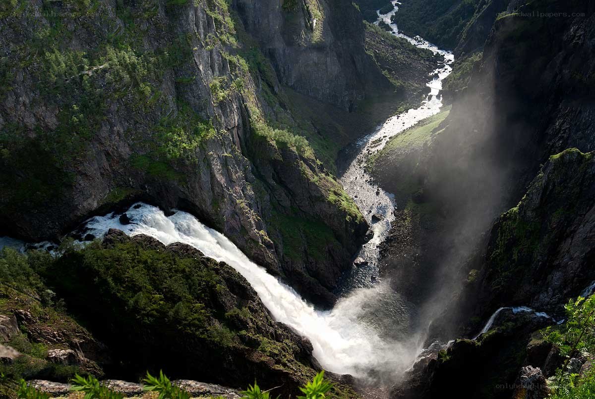 Waterfall in a deep canyon