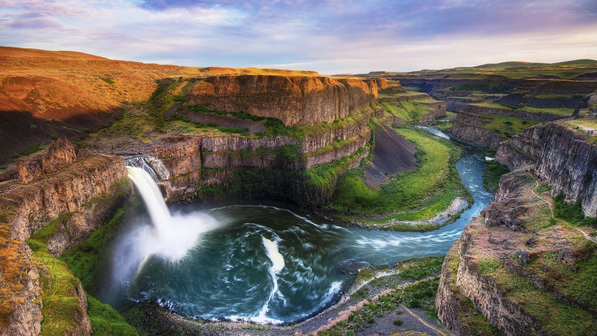 Waterfall in a deep canyon