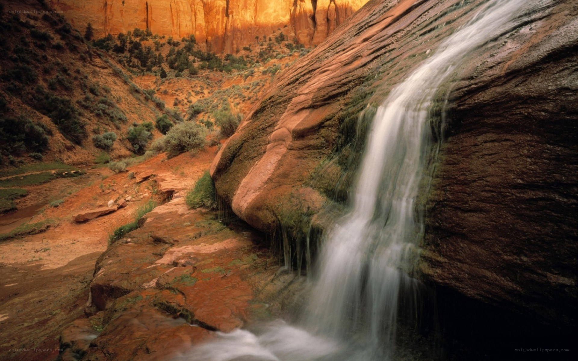 Waterfall in a desert canyon