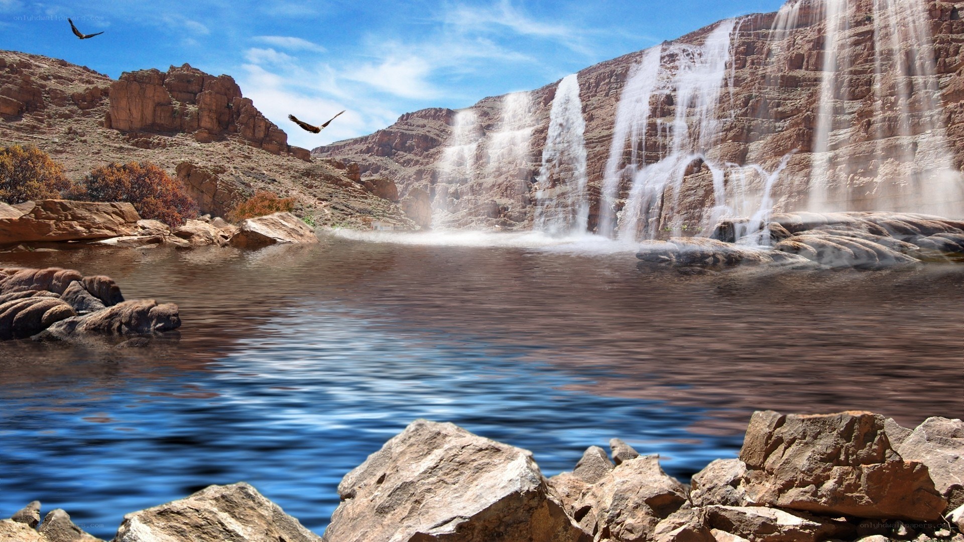 Waterfall in a desert canyon