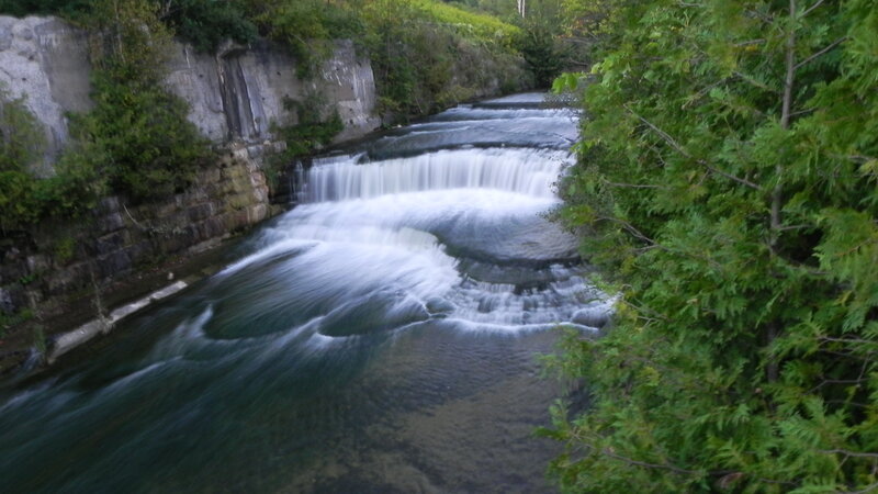 Waterfall in a forested area