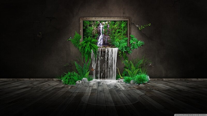 Waterfall in a framed picture