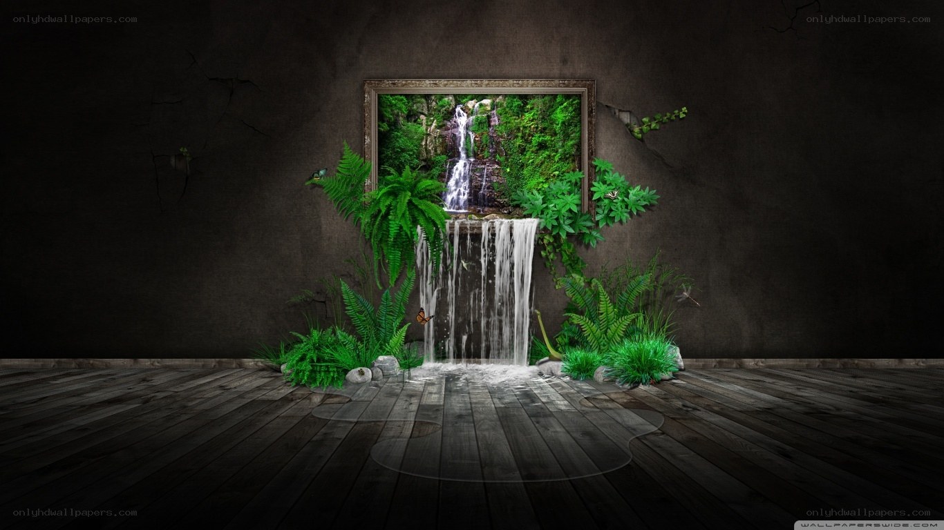 Waterfall in a framed picture